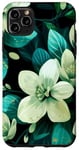 Coque pour iPhone 11 Pro Max Blanc et Sarcelle Jolie Fleur Fleur Floral