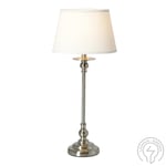 Ester Bordslampa Liten Krom/ Vit Oval Lampskärm 46cm