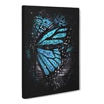 The Blue Butterfly Effect Paint Splash Modern Canvas Wall Art Print Ready to Hang, Framed Picture for Living Room Bedroom Home Office Décor, 24x16 Inch (60x40 cm)