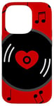 Coque pour iPhone 14 Pro notes de musique disque vinyle album coeur rouge valentines vintage