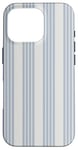 Coque pour iPhone 16 Pro Motif géométrique rayé blanc et bleu clair