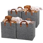 GRANNY SAYS Caisses de Rangement, Lot de 4 Cubes de Rangement en Tissu avec Cadre en Métal, Paniers et Boîtes de Rangement pour Kallax Étagère, Meuble Cube Rangement Pliable 30x30x30 cm, Gris