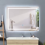 Acezanble - 100x60cm miroir de salle de bain anti-buée, miroir led horizantal ou vertical, interrupteur tactile