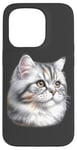 Coque pour iPhone 15 Pro Portrait de chat tigré argenté x chat mignon