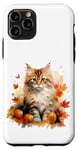 Coque pour iPhone 11 Pro Cute Fall Cat With Autumn Pumpkins For Girls And Cat Grandma