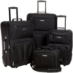 Rockland Luggage Skate Wheels 4 Piece Luggage Set, Black, One Size