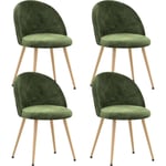 Janzdiys - Lot de 4 Chaise Salle a Manger Scandinave Chaises de Cuisine-avec Pieds en Métal-Velours-Vert