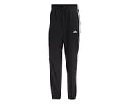 adidas Men's AEROREADY Essentials Elastic Cuff Woven 3-Stripes Pants, Black/White, M