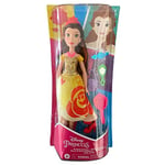 Disney Princess - Belle poupée tendance avec robe aux couleurs vives et imprimés audacieux, avec brosse et accessoires pour cheveux, série Be Bright, Be Bold