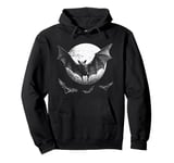 Gothic Bat Halloween Full Moon Horror Vampire Spooky Goth Pullover Hoodie