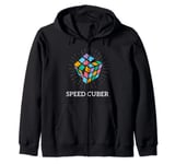 Speed Cuber Rubiks Cube Apparel Rubix 80s Vintage Kidcore Zip Hoodie