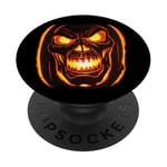 Zombie visage lumineux Jack O Lantern citrouille sur Halloween PopSockets PopGrip Interchangeable