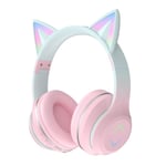 Over-Ear hörlurar för barn Trådlösa Bluetooth Söta kattöron RGB hopfällbart ljud med mikrofon för flickor Volymkontroll Headset för kvinnor rosa