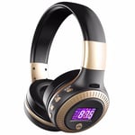 (Kultainen) B19 Bluetooth-kuulokkeet langattomat kuulokkeet Over Ear HiFi Stereo AUX Micro SD Card Play mikrofonilla Korvavahan poistosarjat