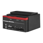 Double baie 2.5 "/3.5" SATA et IDE HDD bo&icirc;tier Station d'accueil USB2.0 Hub lecteur de carte prise am&eacute;ricaine