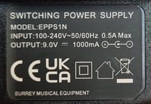 KORG K25 STUDIO MIDI CONTROLLER POWER SUPPLY (2 METER) ADAPTER UK 9V