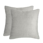 Brentfords Lot de 2 Housses de Coussin en Velours côtelé côtelé Doux pour canapé, Chaise, 45 x 45 cm, Gris Chaud