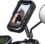 Support Telephone Moto Etanche 360° Rotation Support Smartphone Moto Anti Vibration Support Téléphone Scooter Avec Ecran Tactile Porte Moto Retroviseur Pour Téléphone Jusqu'à 6,7