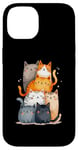 Coque pour iPhone 14 Tour de chat mignonne à empiler pour un amoureux des chats