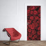 Sticker Porte Roses Rouges 204 x 83 cm