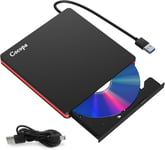 Lecteur DVD Externe, USB 3.0 Graveur Enregistreur Portable CD Rom +/-RW Mince Player Transmission Rapide Câble USB Intégrée Win7 10 Mac Os Apple iMac Macbook Laptop PC