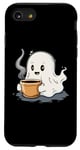 Coque pour iPhone SE (2020) / 7 / 8 Fantôme Mignon Buvant Du Café Drôle D'halloween