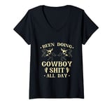 Womens Vintage Been Doing Cowboy Shit All Day T-Shirt Funny Cowboy V-Neck T-Shirt