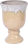 dobar 10450e Trophée Vase de Fleur Vase de Table Décoré pour Extérieur Vase Céramique pour Jardin Décor Intérieur Extérieur Décoration de Table Maison Jardin Patio 13.5 * 13.5 * 19cm