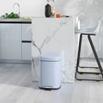 12L Kitchen Pedal Bin, Metal Rubbish Bin with Soft-close Lid, Light Blue