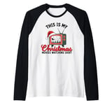 This Is My Christmas Movies Watching Holiday TV Vintage Raglan Baseball Tee