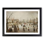 Big Box Art Winter Scene On The Ice Vol.3 by Hendrick Avercamp Framed Wall Art Picture Print Ready to Hang, Black A2 (62 x 45 cm)