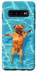 Coque pour Galaxy S10 Griffon de Bruxelles amusant dans l'eau de la piscine pour nager chien mignon maman papa