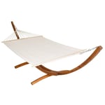 Hamac avec support 2 places double XXL support bois 4,15 metres chaise longue blanc marron