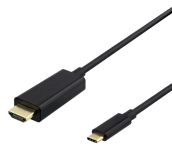 DELTACO – USB-C / HDMI -kaapeli, 4K UHD, kullattu, 1 m, musta (140019)