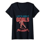 Womens LIFE`S ABOUT GODLS HOCKEY PLAYER SPORTS ICE HOCKEY LOVERS V-Neck T-Shirt