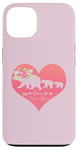 Coque pour iPhone 13 Cœur floral rose foncé avec inscription « Mama Bear » pour deux bébés