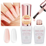 Saviland Jelly Gel Nail Polish Set: Vitamin E Castor Oil Transparent Milky White Nudes Gel Nail Polish Set 16ml Soak off U V Gel Polish Nail Art Polish for Manicure Salon Use