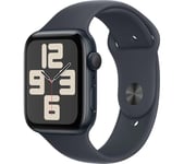 APPLE Watch SE - 44 mm Midnight Aluminium Case with Midnight Sport Band, M/L, Black