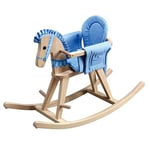 Teamson Kids Cheval à Bascule Traditionnel en Bois pour Enfant Bleu TD-0002A