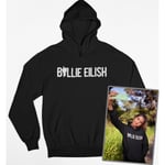 Billie Eilish text svart Hoodie huvtröja sweatshirt t-shirt Medium