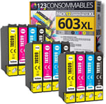 603Xl-Pack De 12 Cartouches D'Encre Compatible Pour Epson 603 Xl Etoile De Mer-Pour Epson Xp-2100 Xp-2155 Xp-3100 Xp-4100 Wf-2820 Wf-2830 Dwf Wf-2870 Wf-2835 Wf-2850