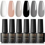 Semi-permanent glitterlack, 6 färger mini nagellack UV LED soak off gel nagellack kit