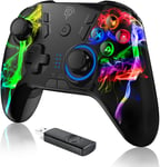 Manette Pc Ps3 Steam Sans Fil Rechargeable,9110 2,4g Manette Pc,Manette Ps3 Avec Double Vibration Et Turbo,Compatible Pour Pc,Ps3,Steam Et Switch,Coloré