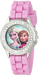 Disney Kids' FZN3554 Frozen Anna and Elsa Rhinestone-Accented Watch with Glittered Pink Band