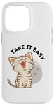 iPhone 14 Pro Max Take it easy with cute cat and cat paws design Case