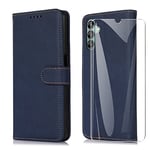 SMYTU Coque pour Samsung Galaxy A04s / A13 5G + Verre Trempé,Protection Portefeuille Case Cover de Magnétique for Samsung Galaxy A04s / A13 5G,Housse en Cuir Case Samsung Galaxy A04s / A13 5G - Bleu