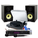 Enceintes Hifi Mash Saphir 6, 2x100W, Ampli STEREO, 2x50W, USB SD BT FM - Platine Muse MT-105B vinyle 33/45 tours, USB, 2 Micros