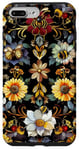 Coque pour iPhone 7 Plus/8 Plus Beau motif abeilles et fleurs noires