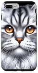 Coque pour iPhone 7 Plus/8 Plus Chat tigré argenté x Chat mignon x Chat gris