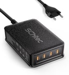 Chargeur Usb C Rapide 130W 4 Ports Adaptateur Type C Avec Câble Pr Usb Multiple Pour Macbook Pro/Air, Dell Xps 15, Huawei, Iphone 14/13, Ipad Pro, Galaxy S23/S22(Noir-130W 4C)